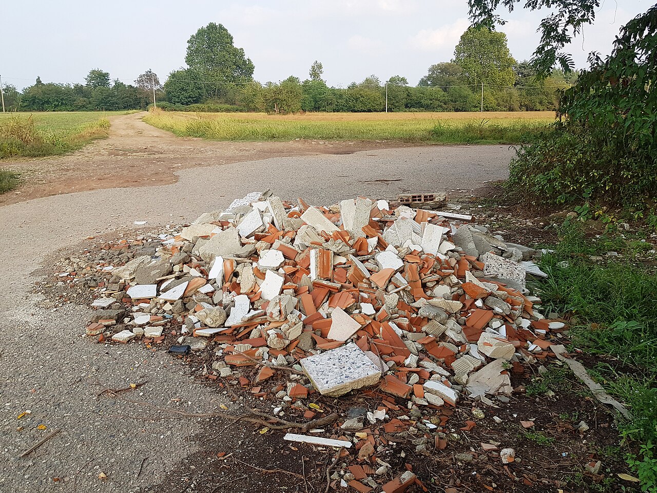 Illegal construction waste at a roadside in Selangor